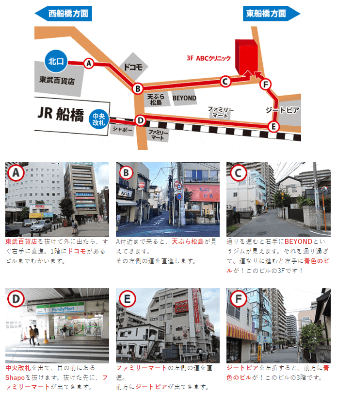ABCクリニック船橋院のアクセス方法